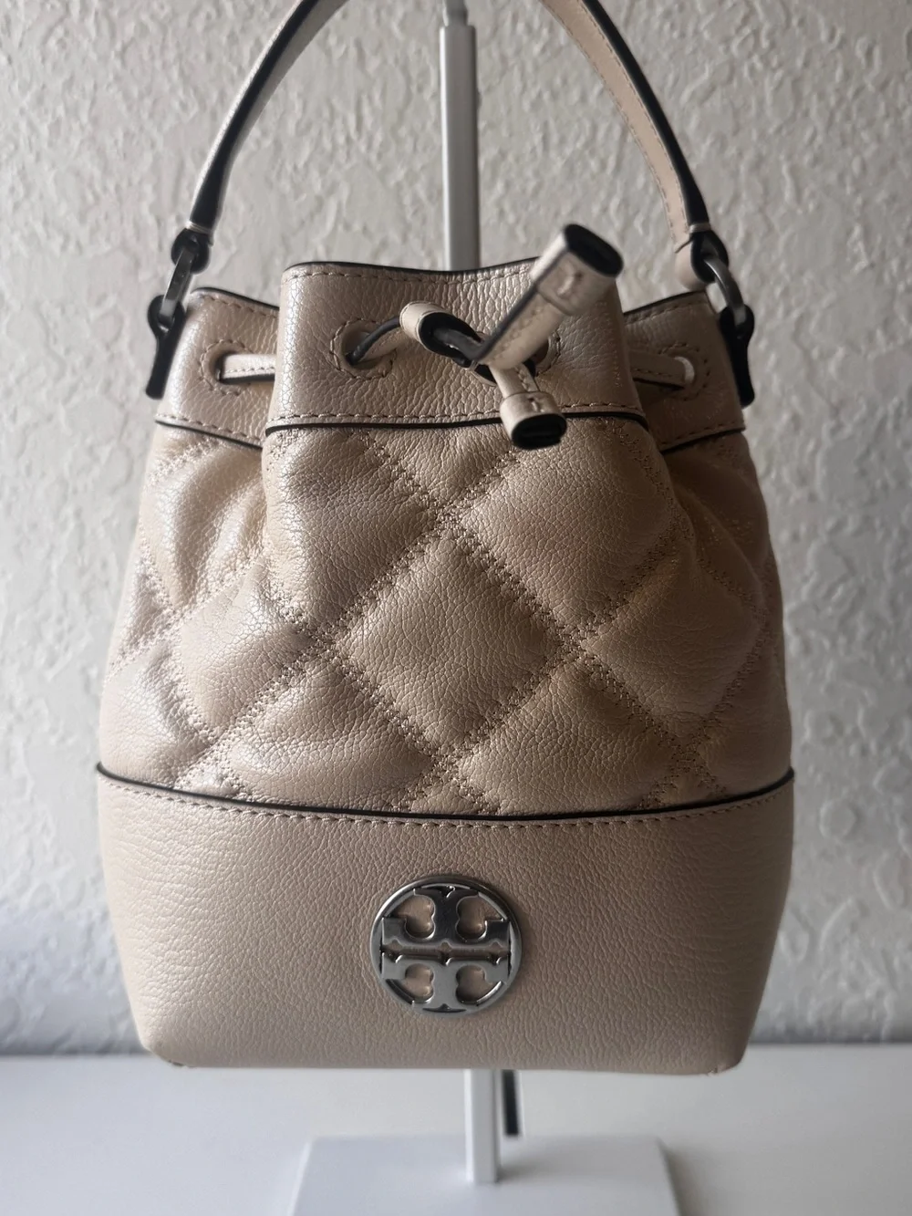 Tory Burch Willa Mini Leather Drawstring Bucket Bag